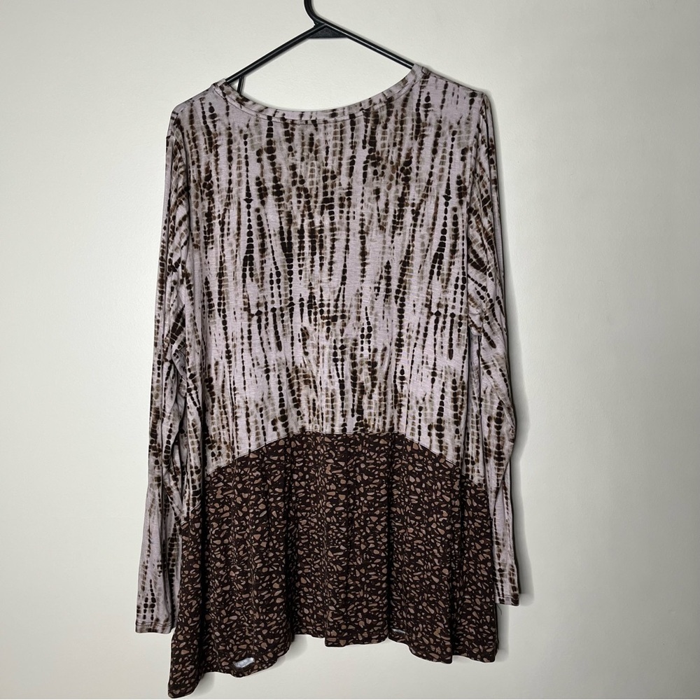 LOGO Lori Goldstein Tie Dye Like Long Sleeves Tunic  With Contrast Hemline SZ XL - Picture 7 of 13